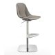 Chaise de bar pivotant à verin COUTURE pied blanc-chrome cuir Turtledove Enrico Pellizzoni