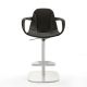 Fauteuil de bar pivotant à vérin COUTURE pied blanc et cuir blackink Enrico Pellizzoni