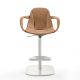 Fauteuil de bar pivotant à vérin COUTURE pied blanc et cuir coriander Enrico Pellizzoni