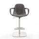 Fauteuil de bar pivotant à vérin COUTURE pied blanc et cuir iron Enrico Pellizzoni