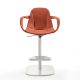 Fauteuil de bar pivotant à vérin COUTURE pied blanc et cuir redorange Enrico Pellizzoni