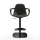 Fauteuil de bar pivotant à vérin COUTURE pied noir et cuir noir Enrico Pellizzoni