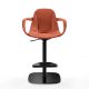 Fauteuil de bar pivotant à vérin COUTURE pied noir et cuir redorange Enrico Pellizzoni