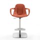 Fauteuil de bar pivotant à vérin COUTURE pied blanc / chrome et cuir redorange Enrico Pellizzoni