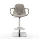 Fauteuil de bar pivotant à vérin COUTURE pied blanc / chrome et cuir turtledove Enrico Pellizzoni