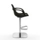 Fauteuil de bar pivotant à vérin COUTURE pied chrome et cuir blackink Enrico Pellizzoni