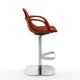 Fauteuil de bar pivotant à vérin COUTURE pied chrome et cuir redorange Enrico Pellizzoni