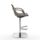 Fauteuil de bar pivotant à vérin COUTURE pied chrome et cuir turtledove Enrico Pellizzoni