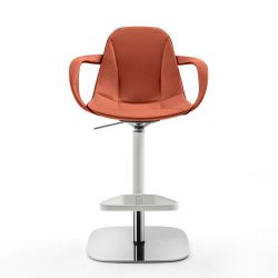 Fauteuil de bar pivotant à vérin COUTURE rembouré cuir Enrico Pellizzoni