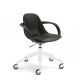 Fauteuil de bureau COUTURE Enrico Pellizzoni, pieds blanc 5 étoiles à roulettes et cuir blackink