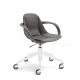 Fauteuil de bureau COUTURE Enrico Pellizzoni, pieds blanc 5 étoiles à roulettes et cuir iron