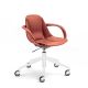 Fauteuil de bureau COUTURE Enrico Pellizzoni, pieds blanc 5 étoiles à roulettes et cuir redorange