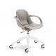 Fauteuil de bureau COUTURE Enrico Pellizzoni, pieds blanc 5 étoiles à roulettes et cuir turtledove