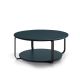 Table basse CLIK Ø 100 cm métal thermolaqué noir micro-texturé, top et base laqué océan Kendo