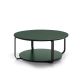 Table basse CLIK Ø 100 cm métal thermolaqué noir micro-texturé, top et base laqué olive Kendo