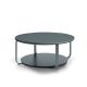 Table basse CLIK Ø 100 cm piètement métal thermolaqué brouillard micro-texturé, top laqué brouillard Kendo