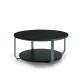 Table basse CLIK Ø 100 cm piètement métal thermolaqué brouillard micro-texturé, top laqué noir Kendo