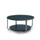 Table basse CLIK Ø 100 cm piètement métal thermolaqué brouillard micro-texturé, top laqué océan Kendo
