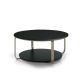 Table basse CLIK Ø 100 cm piètement métal thermolaqué taupe micro-texturé, top laqué noir Kendo