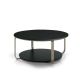 Table basse CLIK Ø 100 cm piètement métal thermolaqué taupe micro-texturé, top laqué noir Kendo