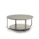 Table basse CLIK Ø 100 cm piètement métal thermolaqué taupe micro-texturé, top laqué pierre Kendo