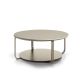 Table basse CLIK Ø 100 cm piètement métal thermolaqué taupe micro-texturé, top laqué sable Kendo