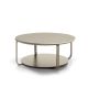 Table basse CLIK Ø 100 cm piètement métal thermolaqué taupe micro-texturé, top laqué sable Kendo