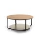 Table basse CLIK Ø 100 cm plateau chêne naturel, base laqué sable, piètement laqué graphite Kendo