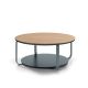 Table basse CLIK Ø 100 cm plateau chêne naturel, piètement et plateau base laqué brouillard Kendo