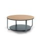 Table basse CLIK Ø 100 cm plateau chêne naturel, piètement et plateau base laqué brouillard Kendo