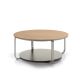 Table basse CLIK Ø 100 cm plateau chêne naturel, piètement et plateau base laqué pierre Kendo