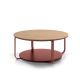 Table basse CLIK Ø 100 cm plateau chêne naturel, piètement et plateau base laqué tuile Kendo