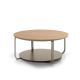 Table basse CLIK Ø 100 cm plateau chêne naturel, piètement et plateau base laqué taupe Kendo