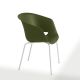 Chaise empilable DUNK 1190 VR Et-al, pieds laqués blanc assise vert olive