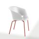 Chaise empilable DUNK 1190 VR Et-al, pieds laqués rouge corail assise blanc