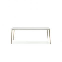 Table MALMÖ pieds frêne blanchi, plateau blanc Pedrali