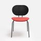 Chaise HARI empilables pieds anthracite dossier chêne noir, assise rouge capucine Ondarreta