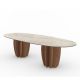 Table ovale CORAL 240 cm Punt, plateau Dekton agra et pieds Noyer super mat