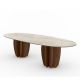 Table ovale CORAL 240 cm Punt, plateau Dekton agra et pieds Noyer teinté noyer
