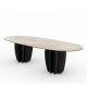 Table ovale CORAL 240 cm Punt, plateau Dekton agra et pieds Noyer teinté noir