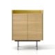 Commode STOCKHOLM 2 portes Punt, chêne supermat, finition aluminium anodisé gold