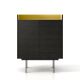 Commode STOCKHOLM 2 portes Punt, chêne teinté gris foncé, finition aluminium anodisé gold