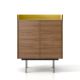 Commode STOCKHOLM 2 portes Punt, noyer supermat mat, finition aluminium anodisé gold