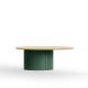 Table basse Ø 100 cm DUNE Punt, chêne blanchi et base verte