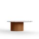 Table basse Ø 100 cm DUNE Punt, Quartz Silestone calacata gold et base ambre