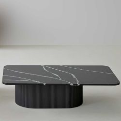 Table basse rectangulaire DUNE Punt, Silestone marquina noir Marquina