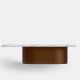 Table basse rectangulaire DUNE Punt, Quartz Silestone calacata gold et base ambre