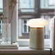 Lampe de table NOVA Woud, piétement travertin
