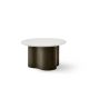 Table basse STELLA Ø 70 cm base frêne cendré et plateau laqué balnc