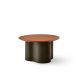 Table basse STELLA Ø 70 cm base frêne cendré et plateau laqué caldera